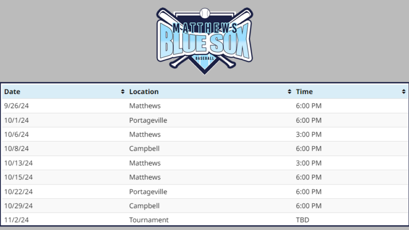 Team Schedule Posted!